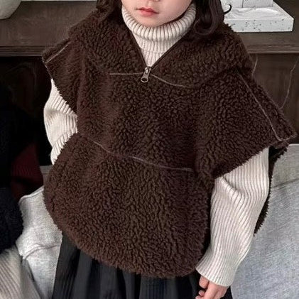 Teddy Sleeveless Vest Hoodie (Chocolate)